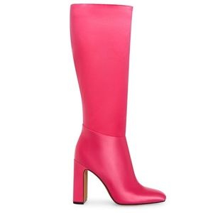 NEW Hot Pink Satin Tall Steve Madden Block Heel Boots Size 7